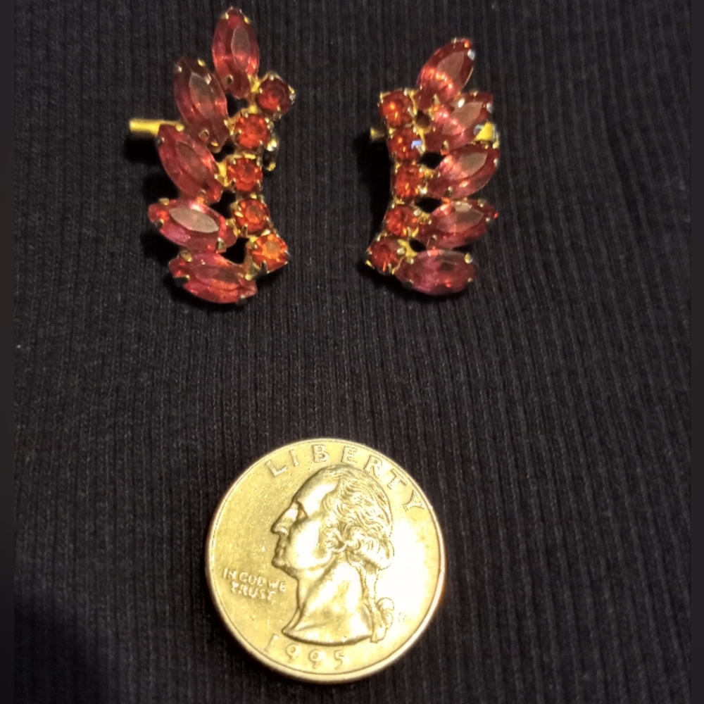 Vintage Pink and Orange rhinestone brooches